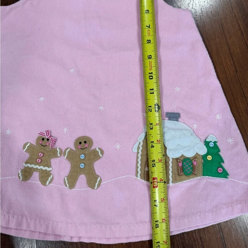 Girls light pink gingerbread man Christmas dress Sz 2T 100% Cotton